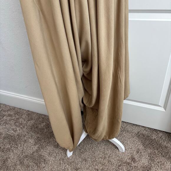 Style Park 1 Made in Bali Tan 100% Rayon Jumpsuit Boho Bohemian One Size - Picture 3 of 10